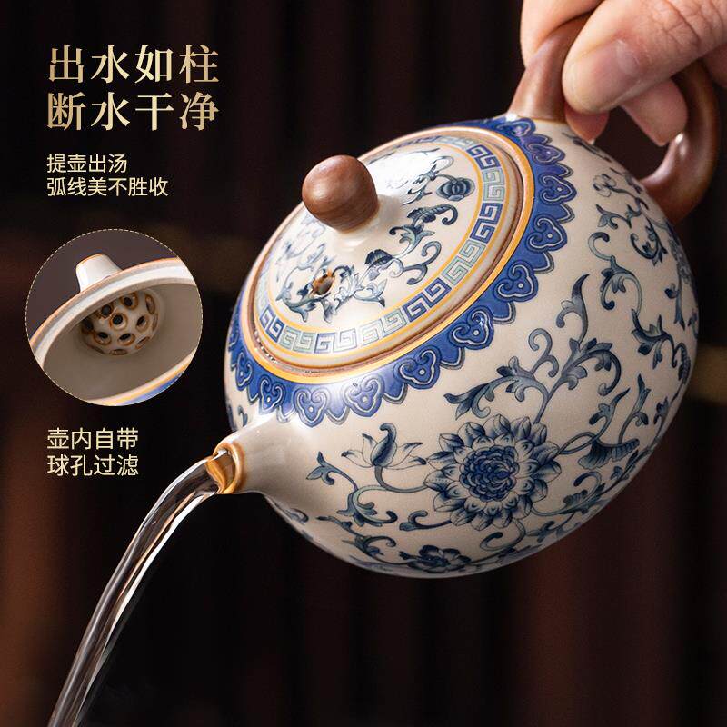 2025新款汝窑茶具茶台一整套家用陶瓷功夫泡茶壶喝茶杯带茶盘套装