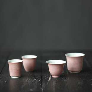 晴先生粉色糊糊景德镇盖碗全手工薄胎套装复古粗陶土陶瓷茶具茶杯