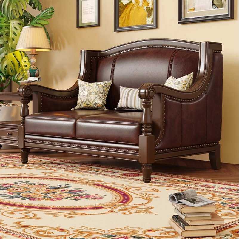 美式乡村复古实木皮艺沙发123组合简美客厅别墅三人位咖啡色沙发,电子元器件市场,其它元器件,淘宝优惠券,粉丝福利购,淘宝优惠卷