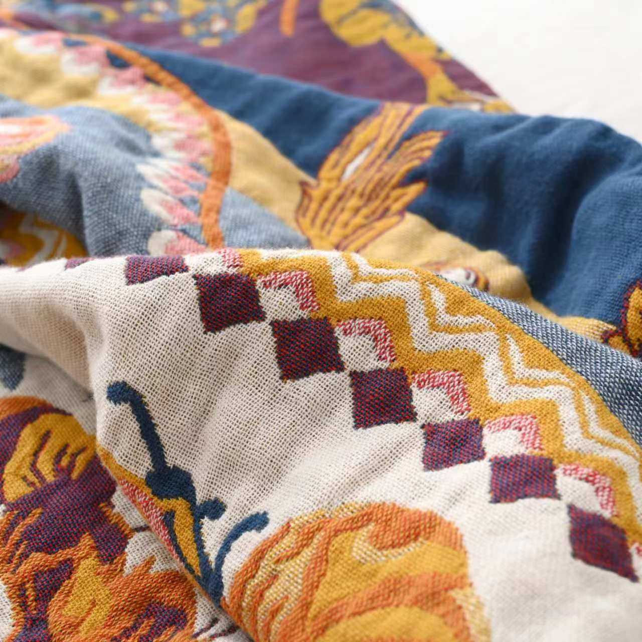 工厂直销英伦重工色织提花五层纯棉毛巾被单人纱布盖毯一件代发