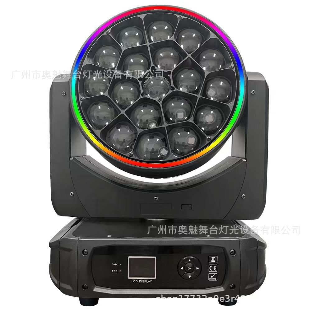 19颗15W / 19颗40W蜂眼 4合1RGBW全彩调焦染色摇头灯LED光束灯工