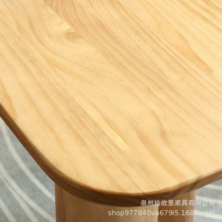 美式实木餐桌椅组合家用罗马风工作台书桌日式原木洽谈休闲大板桌