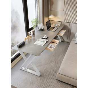 岩板长条桌靠墙书桌阳台窄条桌床边工作台办公电脑桌支架学习桌子