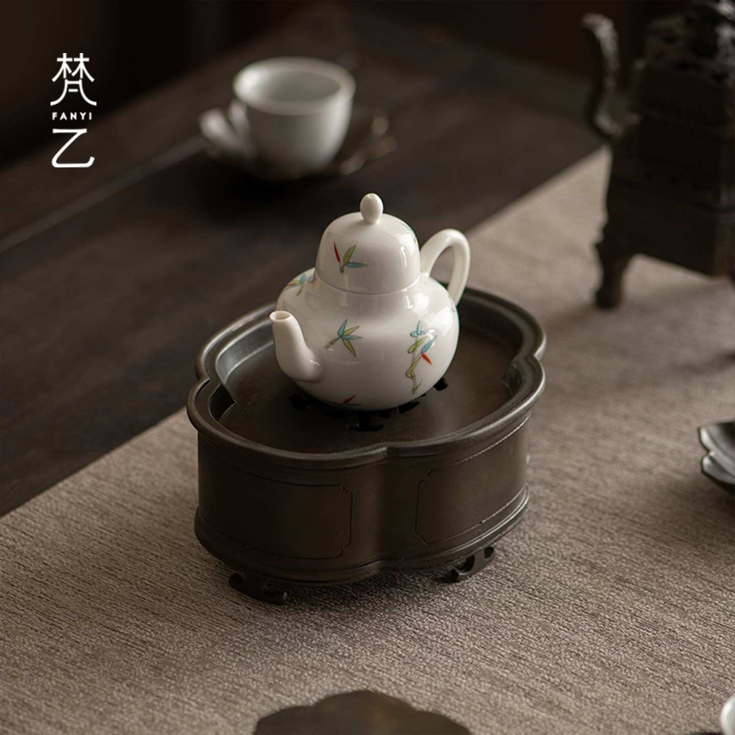 梵乙古锡壶承家用储水干泡盘小茶盘复古蓄水干泡台茶承茶台