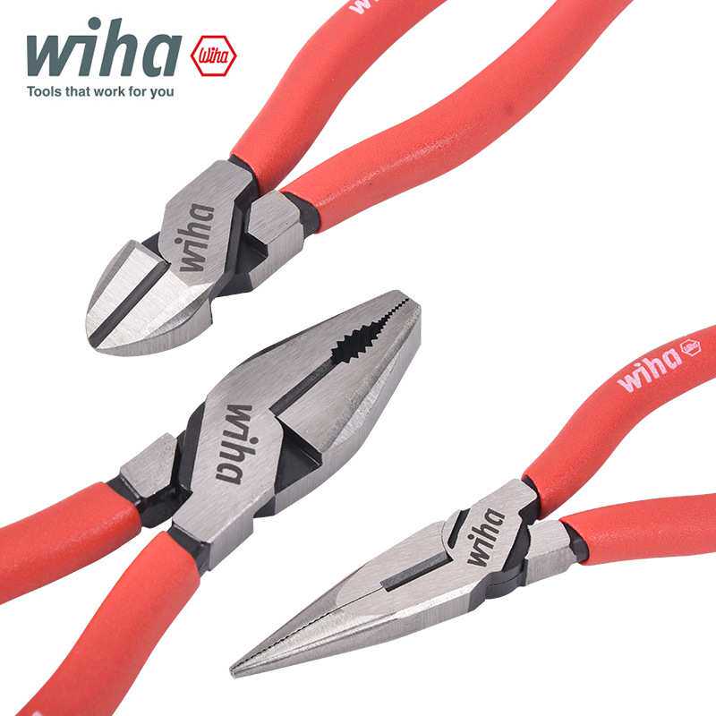 德国wiha威汉经典型钳子工具进口工业级钢丝钳斜口钳尖嘴钳省力型