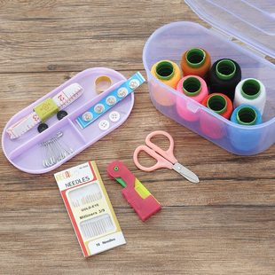 便携迷你针线盒10件套装 大 家用针线缝补针线包收纳工具整理箱 包邮