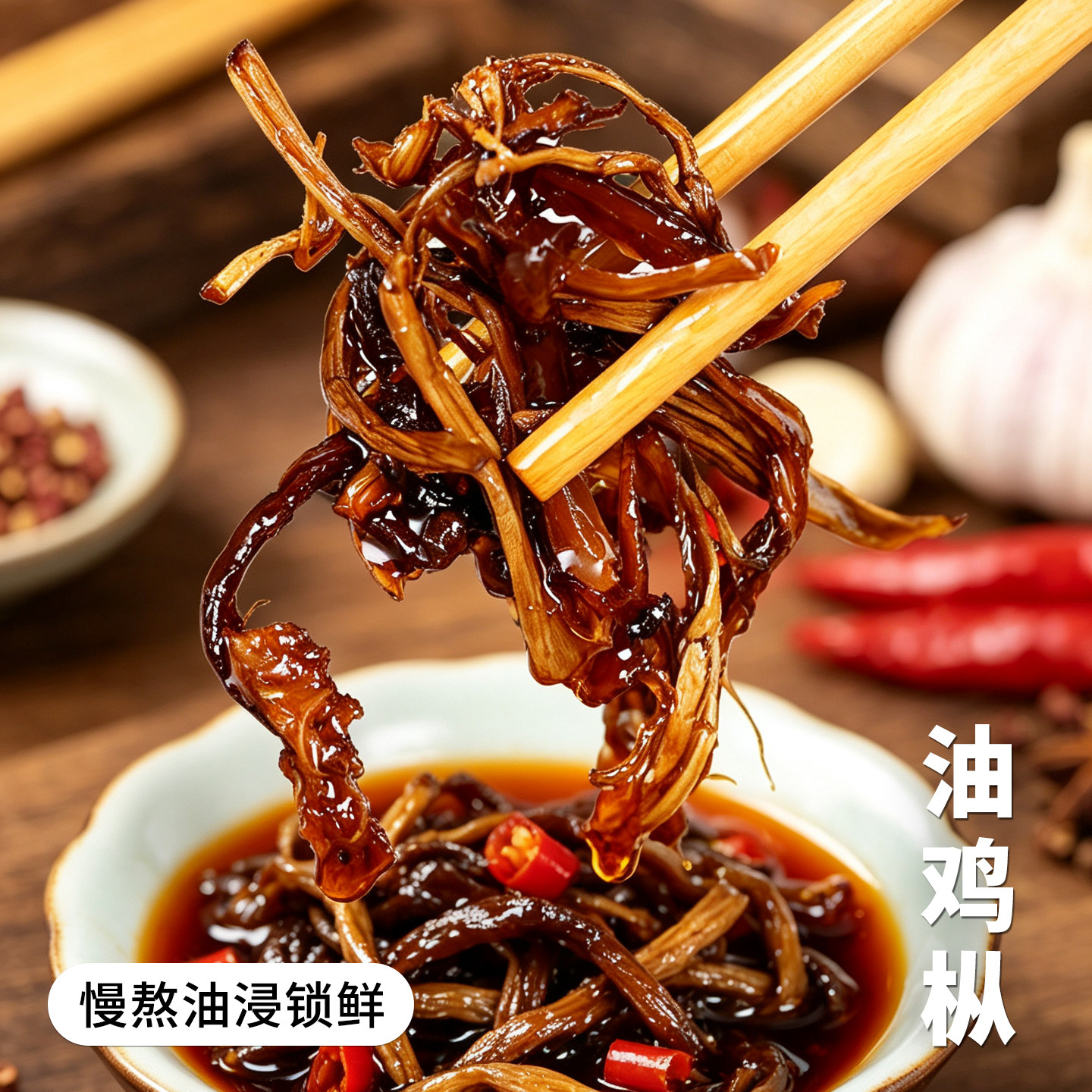 云南特产农家手工油浸鸡枞菌油炸野生菌开胃山珍下饭菌即食下饭菜