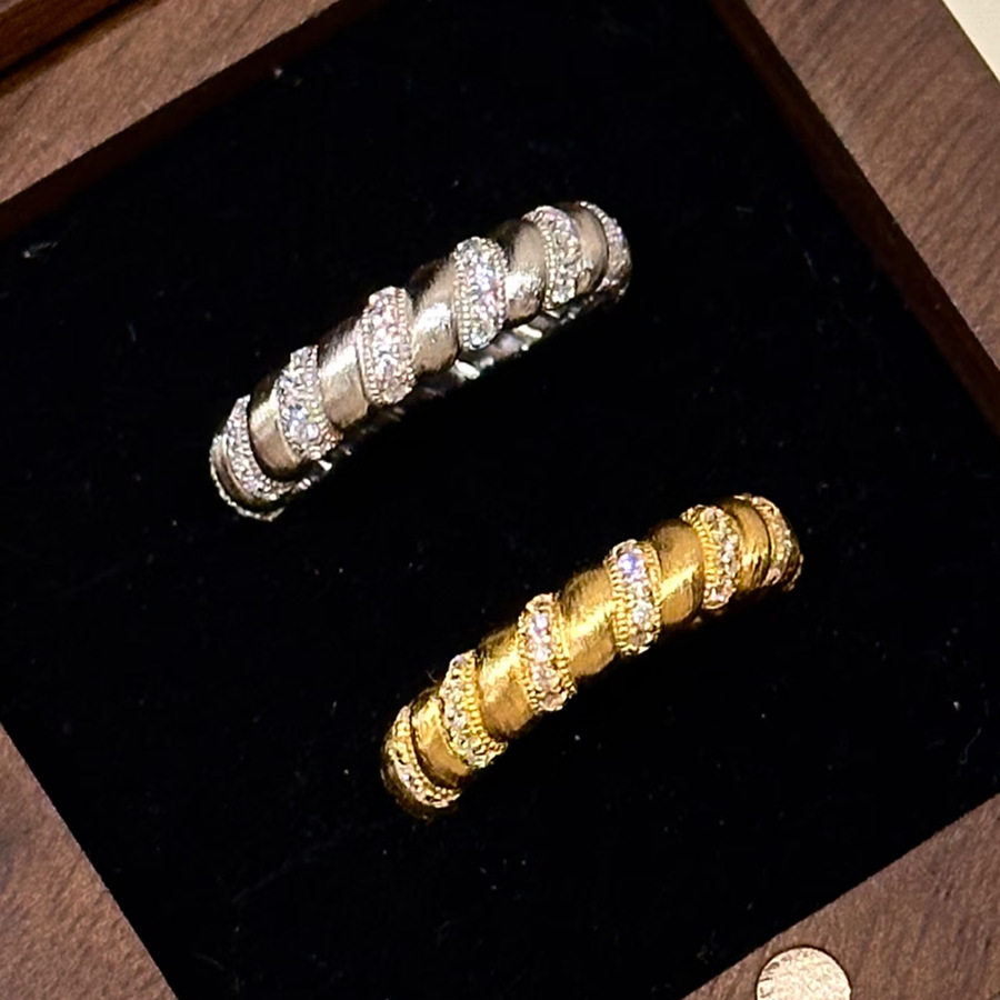 中古风蕾丝拉丝缠绕戒指