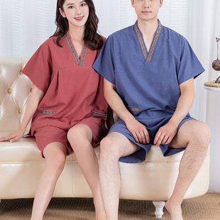 2023新款 桑拿汗蒸服女情侣足疗洗浴按摩浴衣家居睡衣 含棉大码 男士