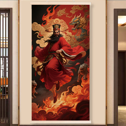 中式竹编挂画钟馗镇宅弥勒招财