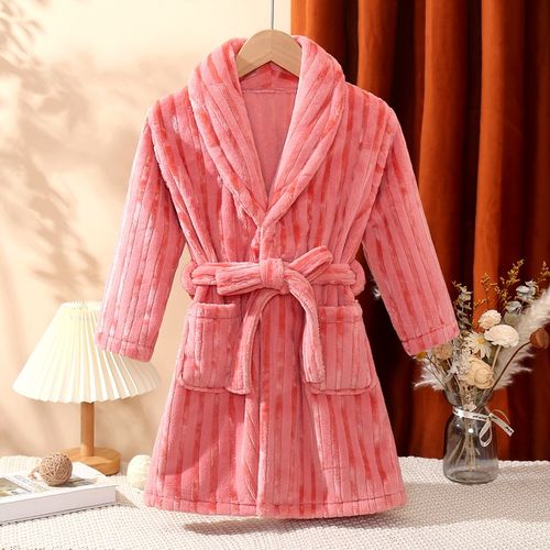 儿童睡袍女孩秋冬季法兰绒睡衣男童浴袍长款加厚珊瑚绒宝宝家居袍