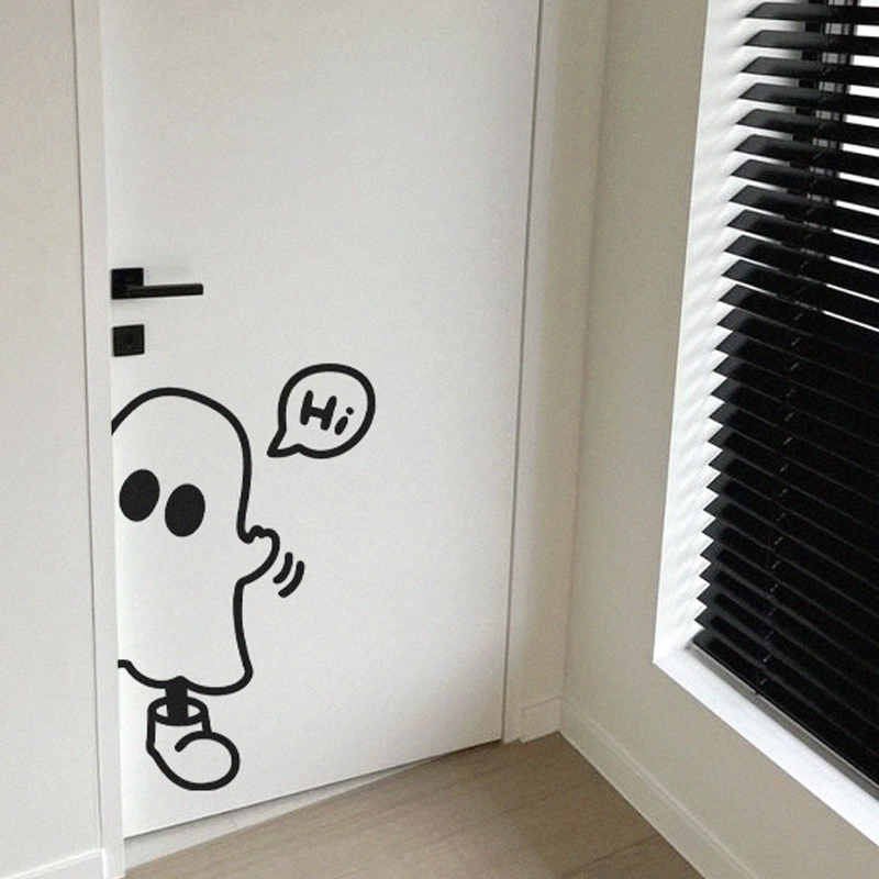 Hi万圣节小鬼居家装饰门贴可爱墙贴玻璃橱窗防撞防水贴纸 DIY贴画