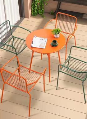 户外桌椅组合休闲桌椅铁艺奶茶店咖啡厅阳台露天庭院花园桌椅组合