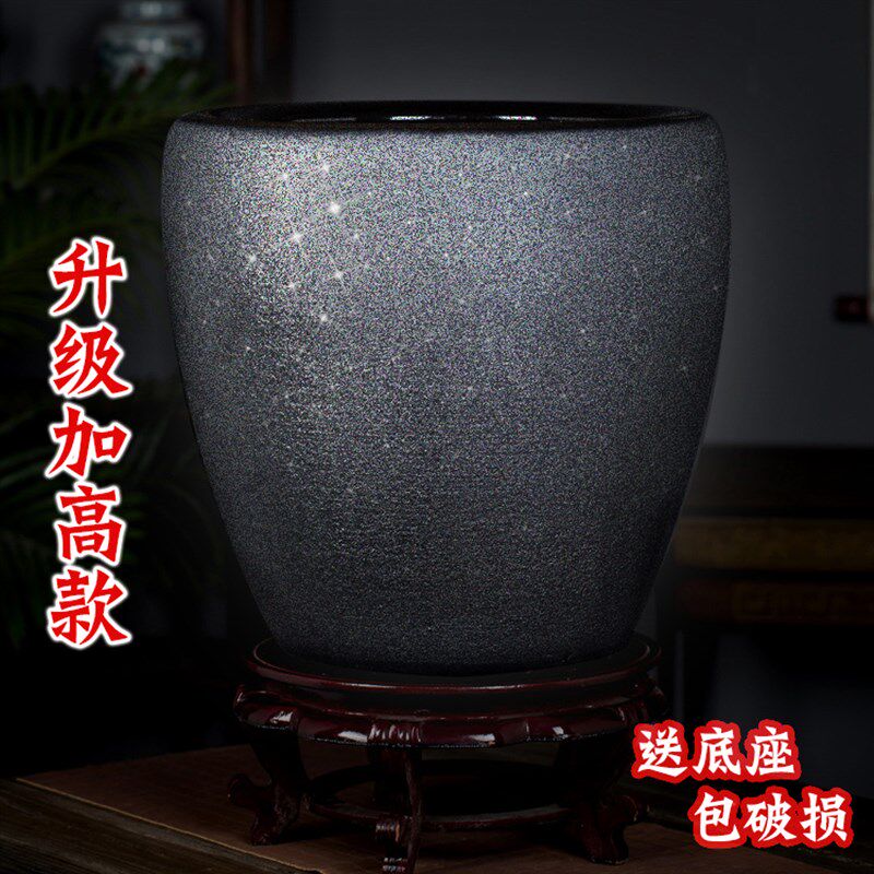 景德镇陶瓷鱼缸大号养荷花睡莲盆水缸庭院客厅书房摆件书画卷轴缸