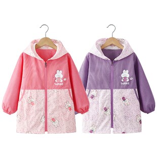 儿童羽绒服罩衣防水加长正穿衣中大童幼儿园宝宝防脏外套秋冬长款