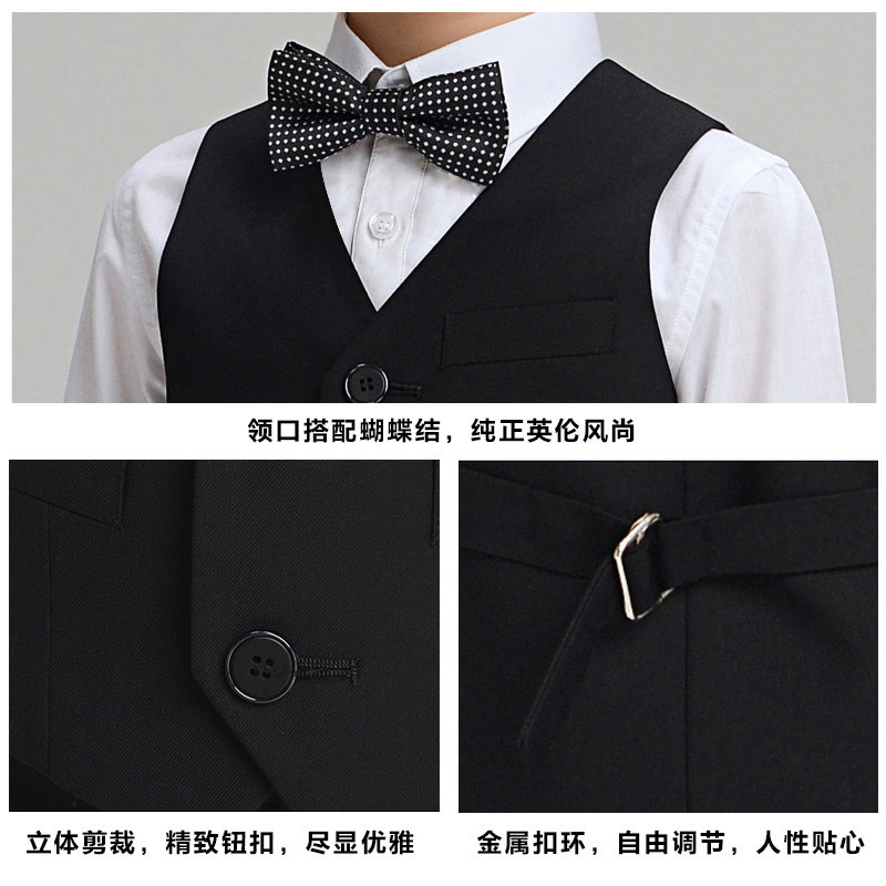 儿童西装马甲套装男童英伦西服马夹中大童学生钢琴演出服花童礼服