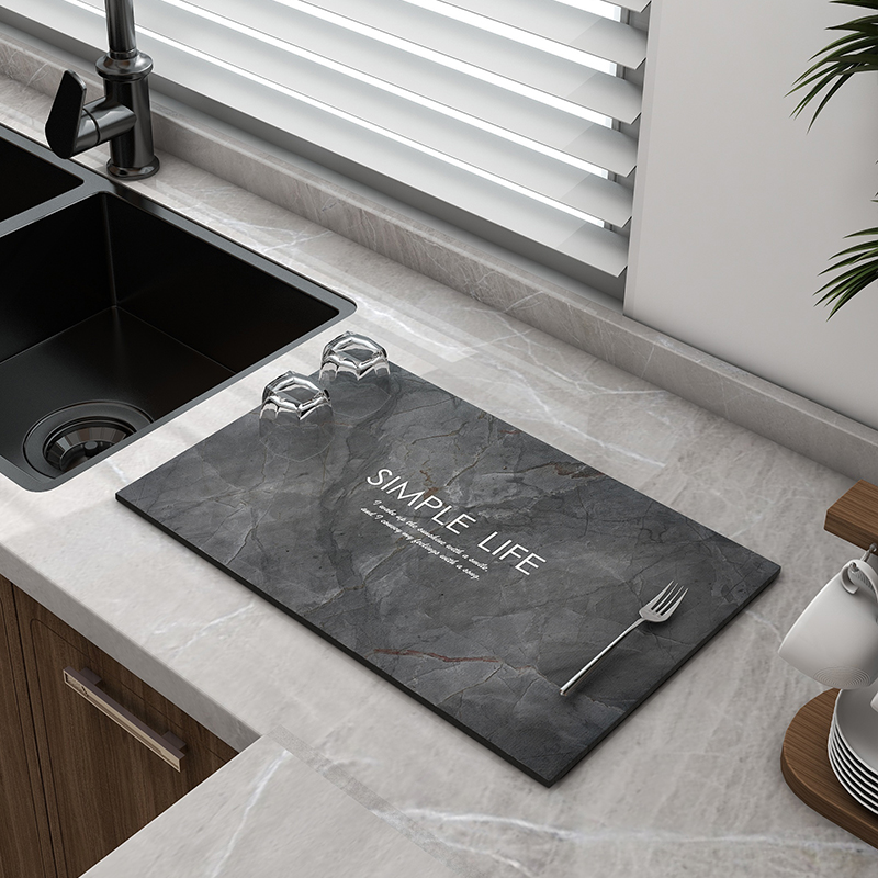 轻奢风硅藻泥沥水垫厨房台面碗盘杯子洗手台吧台可擦免洗吸水垫子