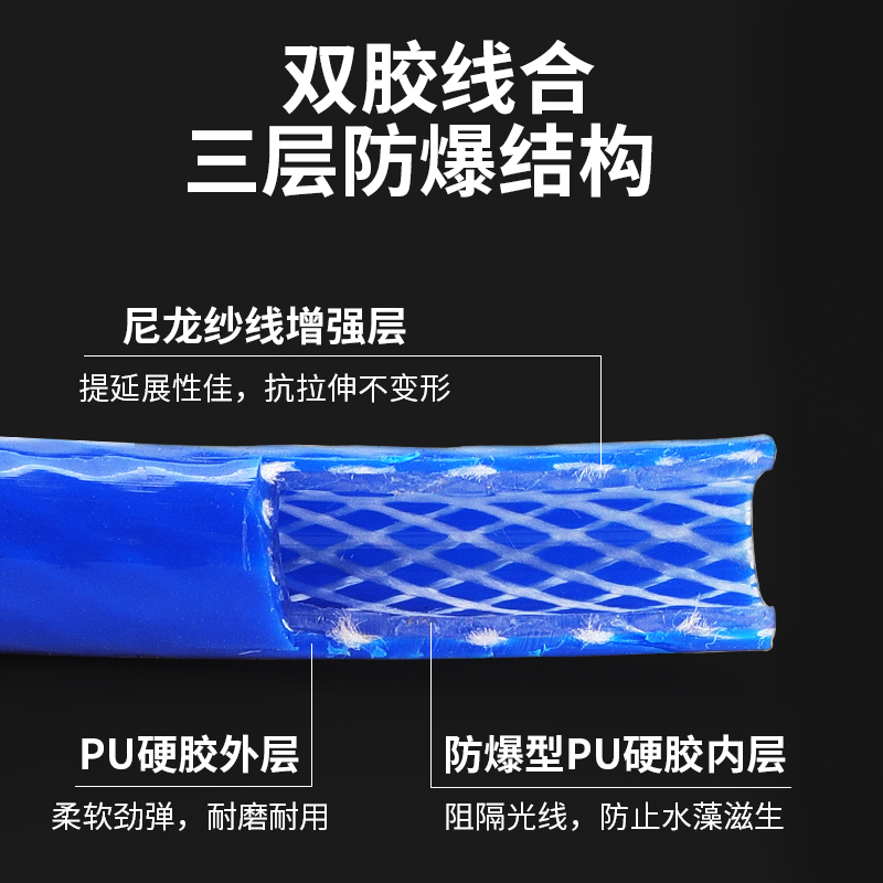 PU夹纱气动软管高压空压机打气泵弹簧管8mm气鼓汽管防爆汽修专用
