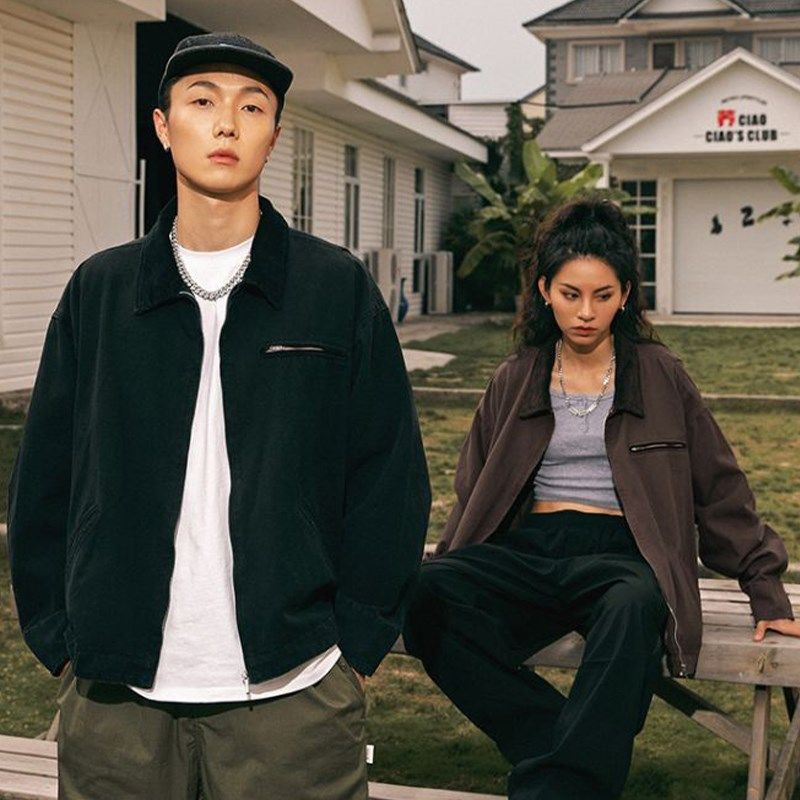 STA春秋重磅胸口拉链贴袋男女洗水牛仔衬衫复古长袖翻领衬衣外套,男装,衬衫,淘宝优惠券,粉丝福利购,淘宝优惠卷