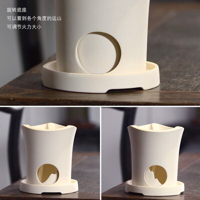 成竹茶器 纯手工明月远山白泥炉煮茶炉家用烧水炉 潮州工夫茶炭炉