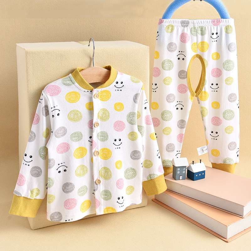 儿童纯棉秋衣卫生裤套装宝宝内衣开衫上衣开裆裤卫生裤睡衣春秋款