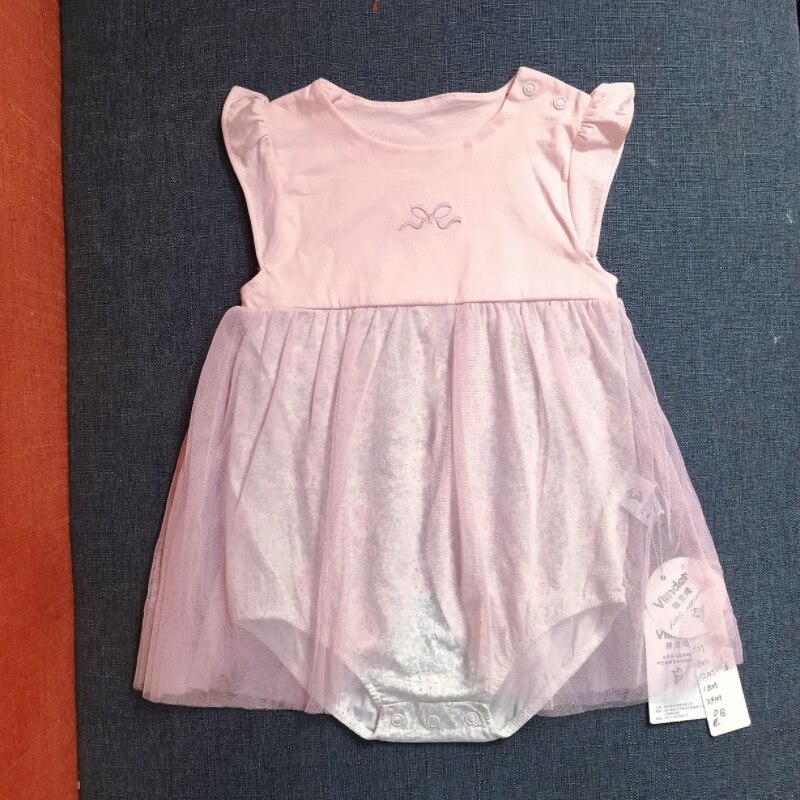 女婴夏裙粉色公主裙新生儿满月衣服婴儿百日宴包屁裙超仙爬服裙粉