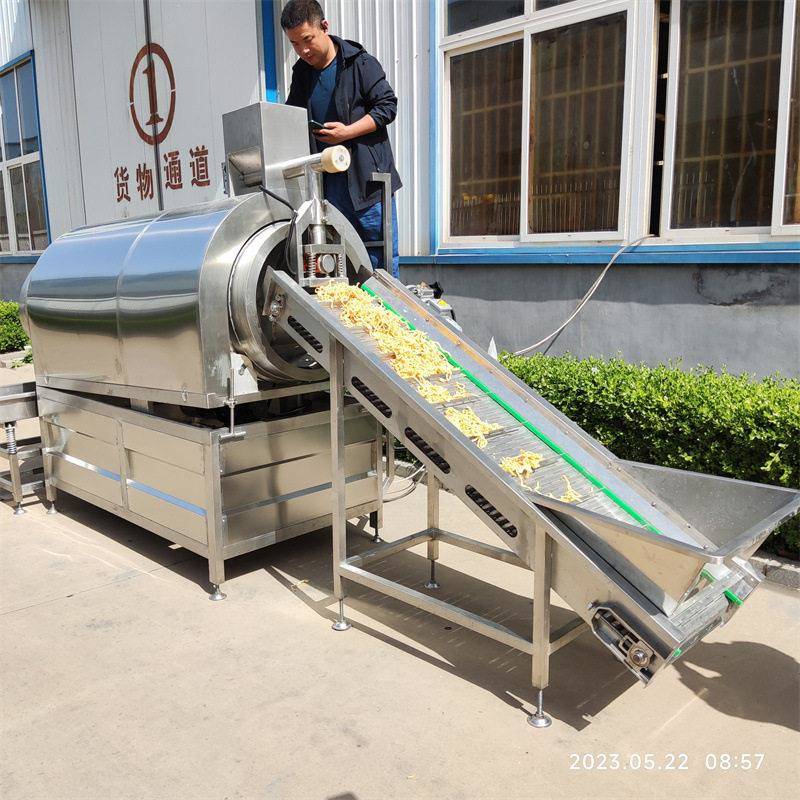 滚筒撒粉拌料机均匀布料 调味品加工设备特价 薯片调味撒粉拌料机