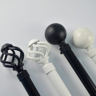 白色铝合金窗帘杆单简约黑色加厚定制窗帘罗马杆双杆静音北欧轨道