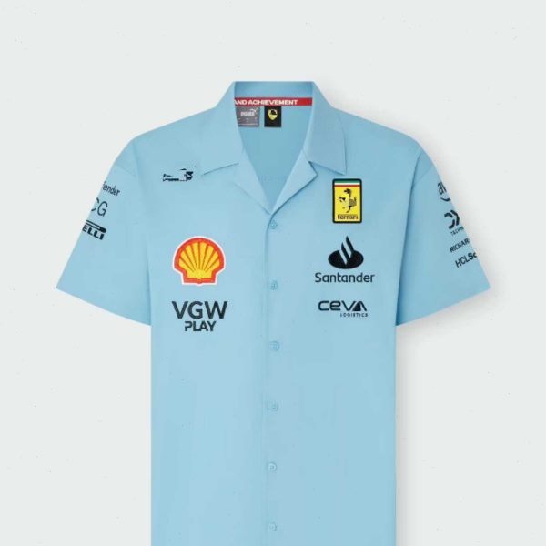 2024年F1赛车服衬衣男士短袖polo速降服上衣速干透气涤纶蓝色翻领