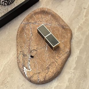 香薰感天然大理石高级玄关轻奢异形态收纳盘托盘家用托盘生活首饰