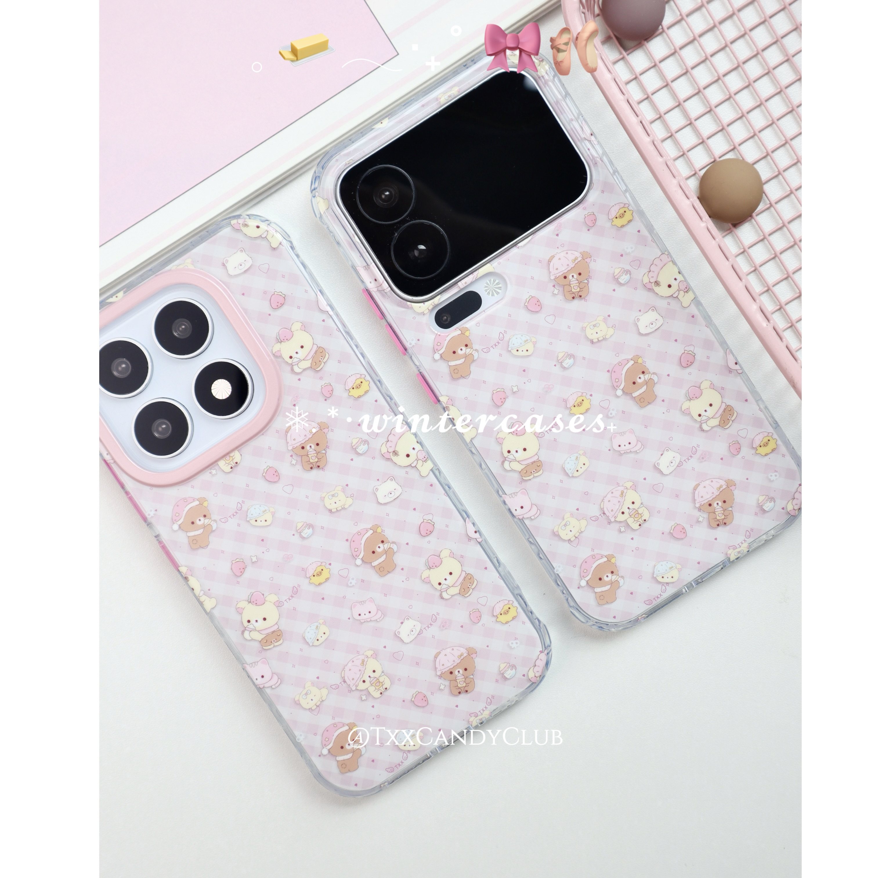 TXXC·原创轻松熊独家适用小米17promax新款手机壳17pm艺术晕染xiaomi17浅粉格纹可爱147pro软边防摔保护套