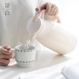 留白保温壶暖水瓶家用暖水瓶大容量热水壶玻璃内胆小暖壶学生宿舍