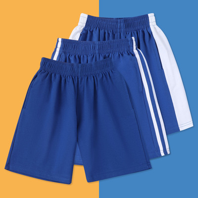 夏季儿童校服短裤天蓝色二道杠