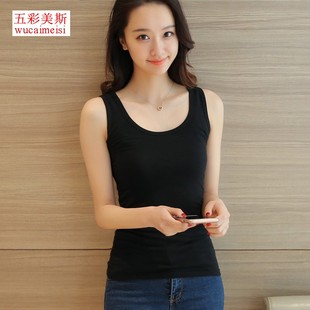 秋内搭打底衫 上衣宽松常规小吊带短款 纯g棉外穿紧无袖 背心女夏季
