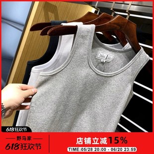 背X心坎肩汗衫 户外透气休闲美式 潮 男士 重磅320克高弹罗纹夏季