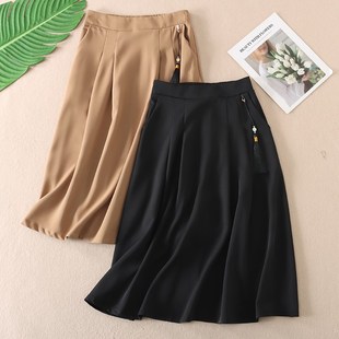 吊坠A子裙子 高腰显瘦褶皱中长款 F3175 半身裙m女夏季 通勤气质西装