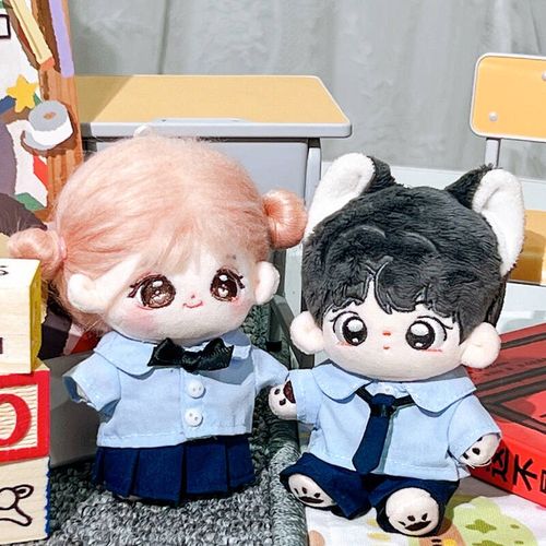 现货棉花娃娃10cm校服s制服裙校园风夏季衬衫套装玩偶公仔换装可