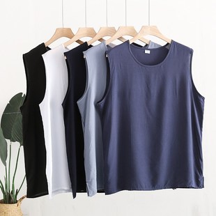 宽松薄款 新棉绸男士 上衣舒适人造棉爸爸家居汗衫 新款 睡 背g心夏季