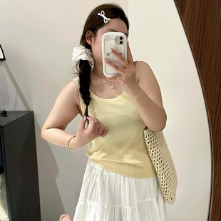 上衣2v025夏胖mm宽松针织背心吊带女2298 纯色百搭u领无袖 大码 女装