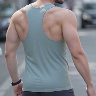 训练紧身衣纯棉大码 男士 外穿潮流修身 运动无袖 打底 工字背e心薄款