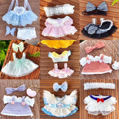 娃衣现货20cm棉花娃娃春夏季连衣裙子套装公主裙炸W毛公仔替换衣