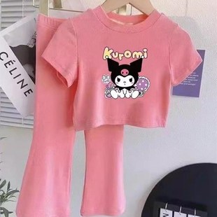 女孩夏装 套装 婴儿喇叭裤 冰丝两件套X新款 休闲短袖 2025年夏季