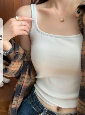 白色吊带小背心女夏20q24新款外穿带胸垫文胸一体内衣内搭打底上