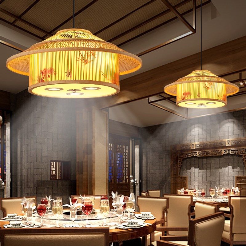 火锅店包厢带竹编灯笼吊灯中式饭店包间店铺民宿竹签房子灯具,家装灯饰光源,酒店/宴会厅/餐饮吊灯,淘宝优惠券,粉丝福利购,淘宝优惠卷