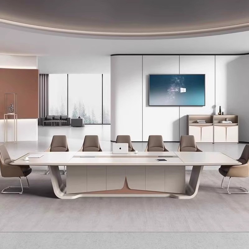 烤漆会议桌长桌椅现代办公室高档大气大型创意长条洽谈桌