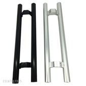 无框铝合金肯德基门大门拉手木门把手黑色深灰色圆管