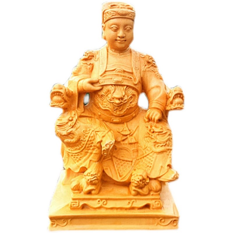 黄杨木雕广泽天王小号随身佛龛郭圣王原木雕刻工艺品神像大号摆件