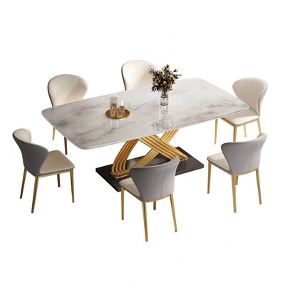 微晶石餐桌超晶石大理石家用长方形饭桌岩板奢石吃饭方桌子