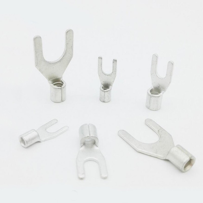 UT- 冷压叉形U型Y型裸接线端子线鼻子厚MM 黄铜1只