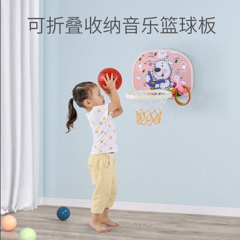 儿童吸盘式篮球架升降宝宝室内投篮球框音乐挂墙式小孩